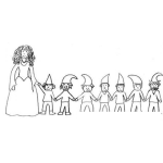 Dibujo para colorear Princesa Con Siete Enanitos Para Pintar Y Colorear