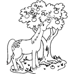 Dibujo para colorear Dibujo De Caballo Comiendo Manzanas