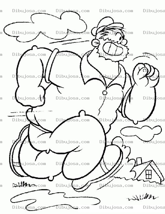 Dibujo para colorear Dibujo De Brutus Corriendo A Popeye Para Colorear