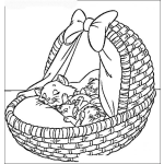 Dibujo para colorear Dibujo De Mama Gata Durmiendo Con Gatitos En Un Meseser