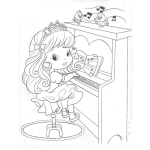 Dibujo para colorear Dibujo De Princesita Tocando El Piano Para Pintar Y Colorear