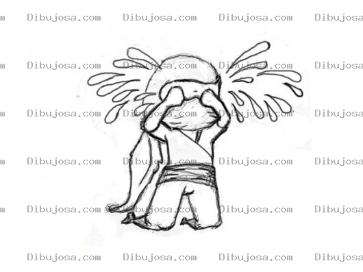 Dibujo para colorear Dibujo De Una Chica Ninja Llorando A Mares Para Pintar Y Colorear