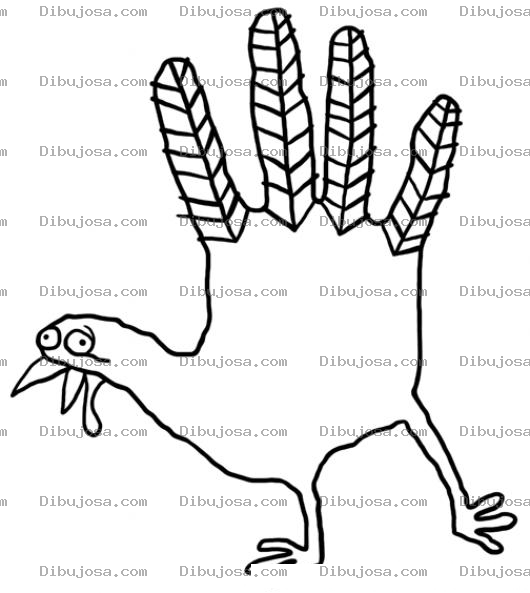 Dibujo para colorear Pavo Con Forma De Mano Para Pintar Y Colorear