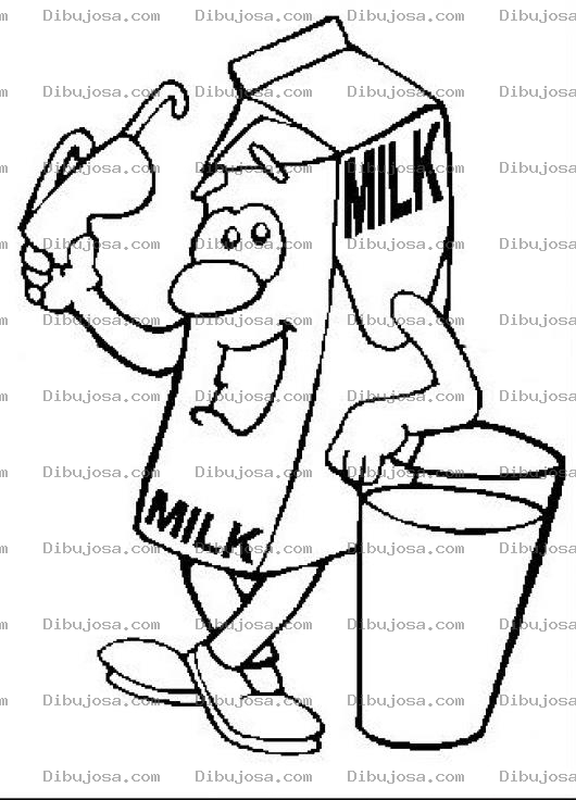 Dibujo para colorear Dibujo De Caja De Leche Con Vaso De Leche Para Pintar Y Colorear Leche En Caja De Carton Tetrapac
