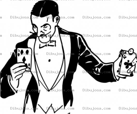 Dibujo para colorear Dibujo De Mago De Cartas Para Pintar Y Colorear
