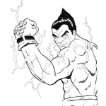 Dibujo para colorear Dibujo De Luchador Con Super Poderes Para Pintar Y Colorear Peleador Echando Humo
