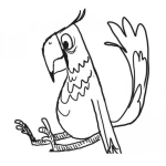 Dibujo para colorear Loro Sentado Dibujo De Perico Cansado Sentado En El Suelo Para Pintar Y Colorear Cotorro Sentado En El Piso