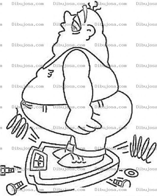 Dibujo para colorear Dibujo De Gordo Con Sobrepeso Arruinando Una Balanza Para Pintar Y Colorear