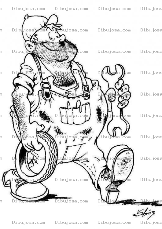 Dibujo para colorear Colorear Mecanico de Carros