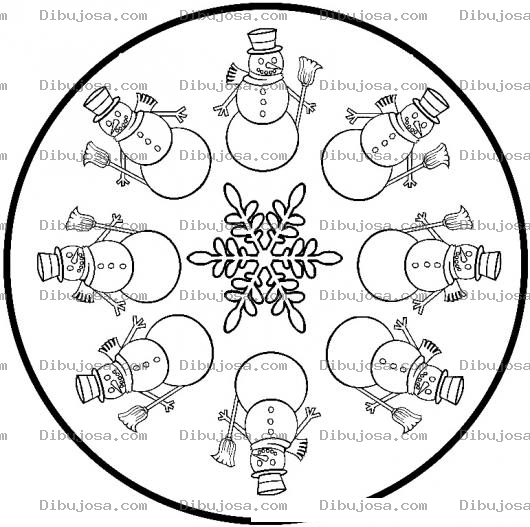 Dibujo para colorear Mandala De Snowman Para Pintar Y Colorear Mandala De Navidad