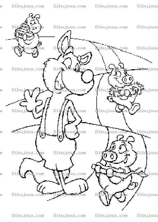 Dibujo para colorear Dibujo De Lobo Soplador Con Los 3 Cochinitos Para Pintar Y Colorear Lobo Malo