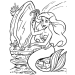Dibujo para colorear La sirenita viendose en el espejo