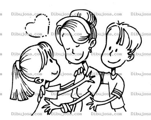 Dibujo para colorear El Amor De Los Hijos A Una Madre Dibujo De Hijos Abrazando A Su Mama Para Pintar Y Colorear