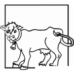 Dibujo para colorear Dibujo De Vaca En Un Cuadro Para Pintar Y Colorear