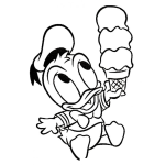 Dibujo para colorear Dibujo Del Sobrino Del Pato Donald Con Un Helado De 3 Bolas Para Pintar Y Colorear Patito Bebe
