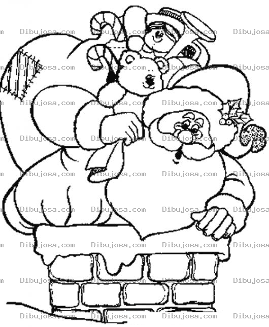 Dibujo para colorear Papa Noel Atorado En La Chimenea Para Colorear