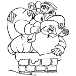 Dibujo para colorear Papa Noel Atorado En La Chimenea Para Colorear