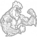 Dibujo para colorear Gallo Mamado Dibujo De Gallo Musculoso Para Pintar Y Colorear