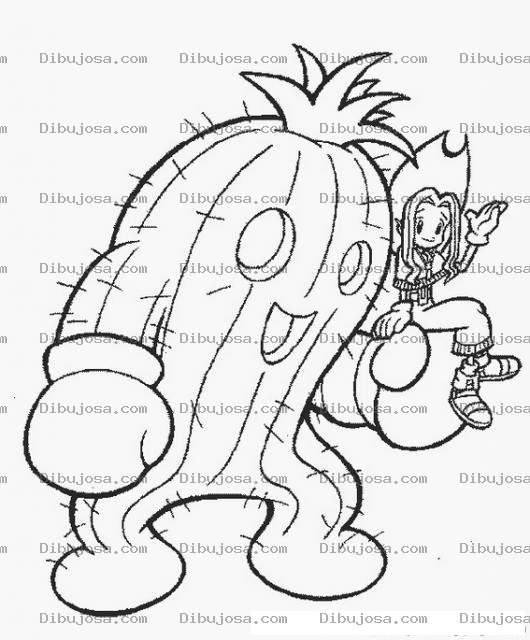 Dibujo para colorear Dibujo De Cactus Con Guantes De Box Para Colorear