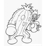 Dibujo para colorear Dibujo De Cactus Con Guantes De Box Para Colorear