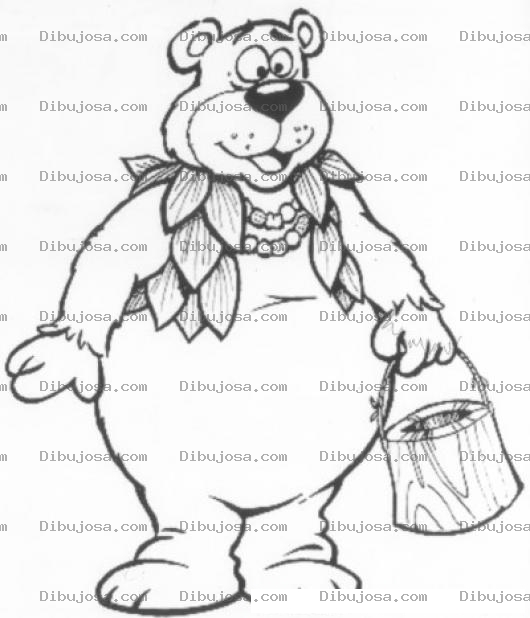 Dibujo para colorear Dibujo De Un Oso Con Una Cubeta Para Pintar Y Colorear