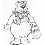 Dibujo para colorear Dibujo De Un Oso Con Una Cubeta Para Pintar Y Colorear