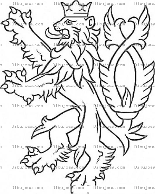 Dibujo para colorear Escudo De Leon Con Corona Para Colorear