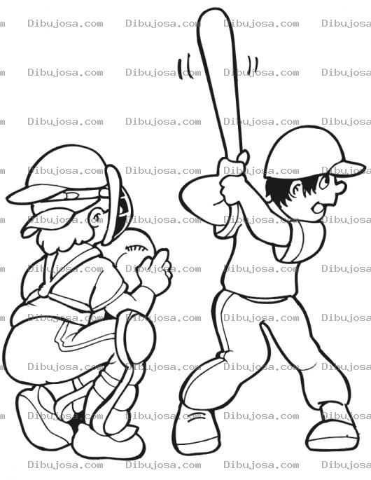 Dibujo para colorear Dibujo De Beisbol Para Pintar Y Colorear Catcher Y Bateador Pelotero Con Bate De Beis
