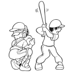 Dibujo para colorear Dibujo De Beisbol Para Pintar Y Colorear Catcher Y Bateador Pelotero Con Bate De Beis