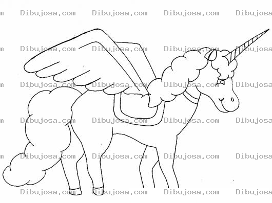Dibujo para colorear Ibujo De Unicornio Con Alas Para Colorear