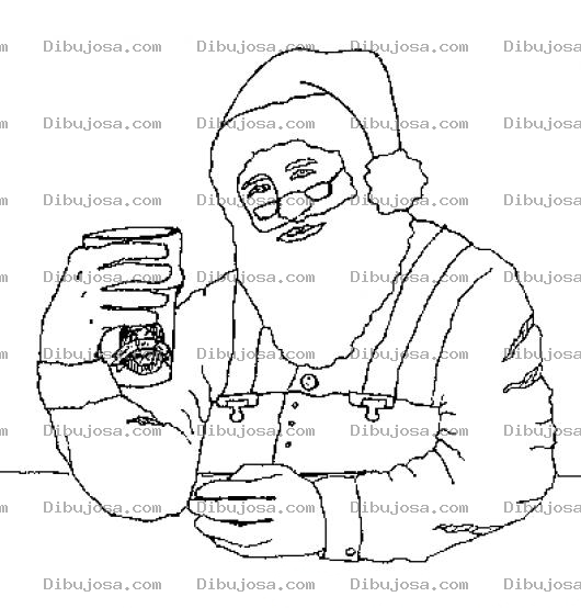 Dibujo para colorear Dibujo De Santaclaus Tomando Una Cerveza En Un Bar Para Pintar Y Colorear
