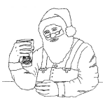 Dibujo para colorear Dibujo De Santaclaus Tomando Una Cerveza En Un Bar Para Pintar Y Colorear