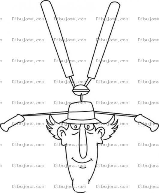 Dibujo para colorear Sombrero Con Helicoptero Del Inspector Gadjet Para Pintar Y Colorear