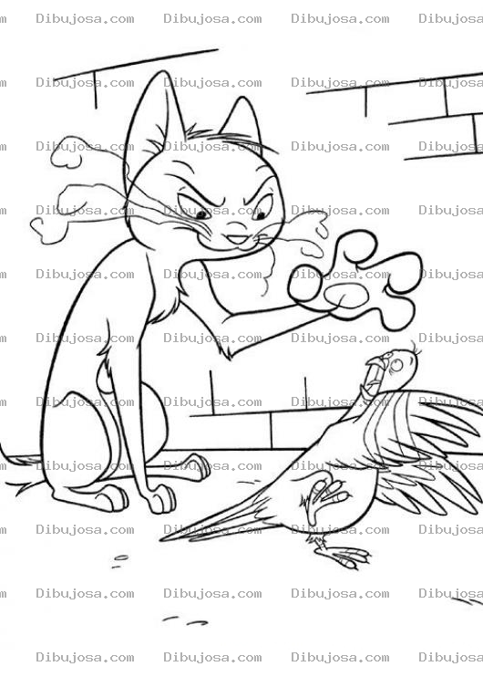 Dibujo para colorear Dibujod E Gato Y Paloma Para Colorear