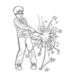 Dibujo para colorear Dibujo De Harry Potter Con Varita Magica Haciendo Magia Para Pintar Y Colorear
