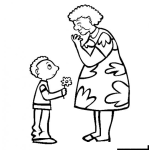 Dibujo para colorear Dia De La Abuela Dibujo De Nieto Negrito Dando Una Flor A Su Abuelita Negrita Para Pintar Y Colorear El Dia De La Abuelita