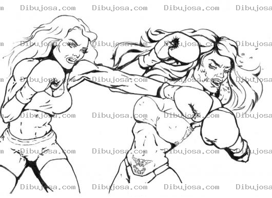 Dibujo para colorear Dibujo De Mujeres Boxeadoras Para Pintar Y Colorear