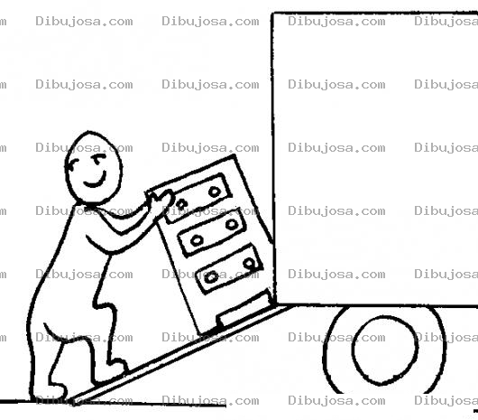 Dibujo para colorear Colorear Camion De Fletes Dibujo De Fletero Subiendo Un Mueble A Un Camion De Mudanzas Para Pintar Y Colorear