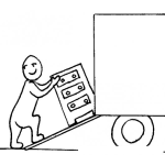 Dibujo para colorear Colorear Camion De Fletes Dibujo De Fletero Subiendo Un Mueble A Un Camion De Mudanzas Para Pintar Y Colorear