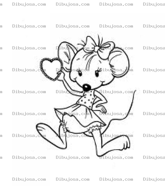 Dibujo para colorear Ratonsita Enamorada Para Colorear