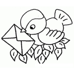 Dibujo para colorear Pajarito Mensajero Para Pintar Y Colorear Dibujo De Un Pajaro Con Una Carta En El Pico