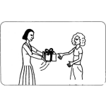 Dibujo para colorear Dibujo De Mujer Dando Un Regalo A Otra Mujer Para Pintar Y Colorear