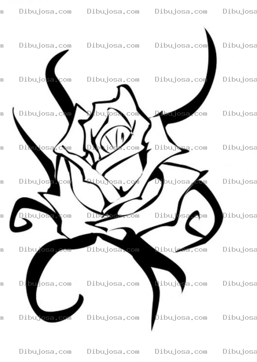 Dibujo para colorear Dibujo De Un Tatuaje Con Forma De Rosa Para Tatuar Pintar Y Colorear