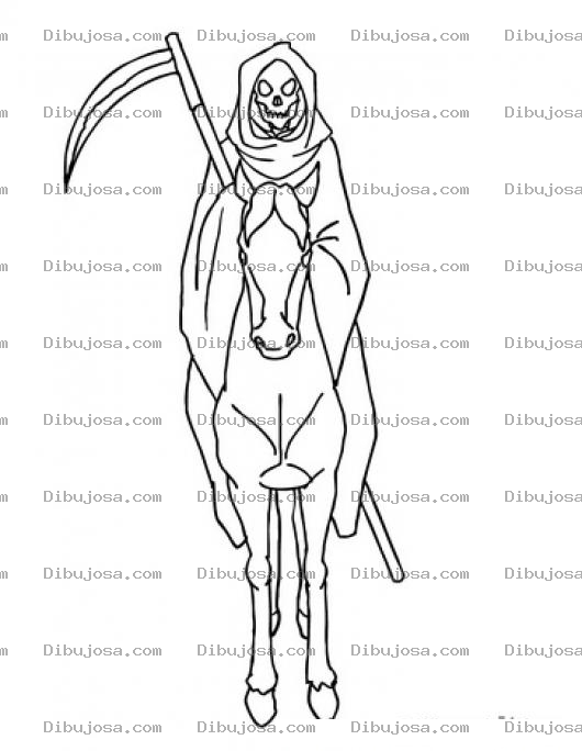 Dibujo para colorear Dibujo De La Muerte A Caballo Para Pintar Y Colorear