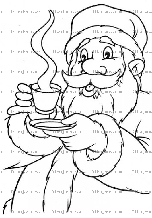 Dibujo para colorear Dibujo De Santaclos Tomando Chocola Caliente Para Pintar Y Colorear