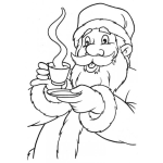 Dibujo para colorear Dibujo De Santaclos Tomando Chocola Caliente Para Pintar Y Colorear