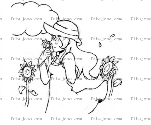 Dibujo para colorear Oliendo Margaritas Para Pintar Y Colorear