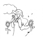 Dibujo para colorear Oliendo Margaritas Para Pintar Y Colorear