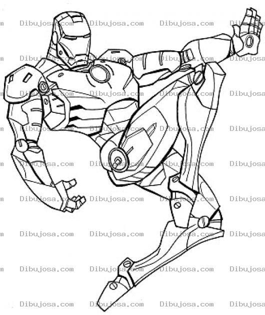 Dibujo para colorear Dibujo De Ironman Tirando Un Rodillazo Para Pintar Y Colorear