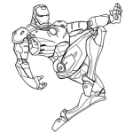Dibujo para colorear Dibujo De Ironman Tirando Un Rodillazo Para Pintar Y Colorear